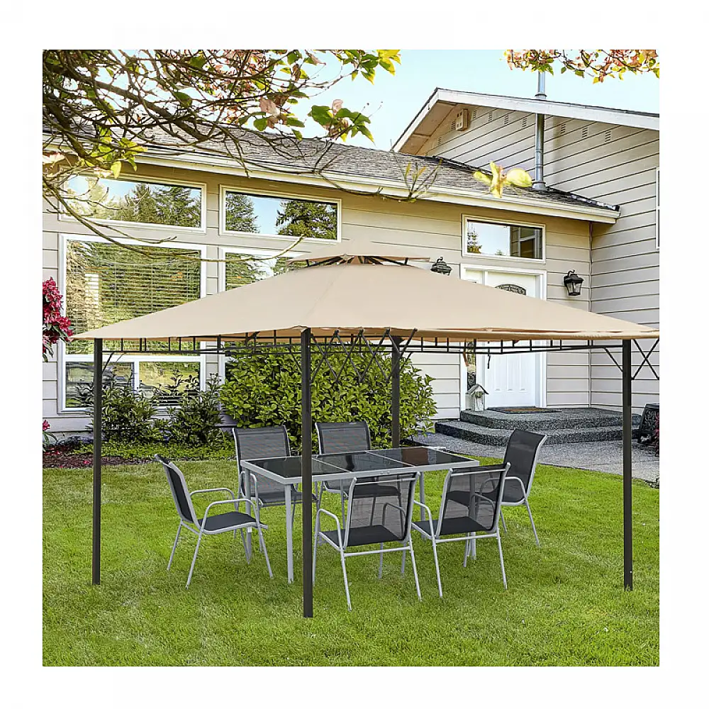 Κιόσκι Κήπου με Ατσάλινο Σκελετό και Πτυσσόμενο Σκίαστρο 325 x 325 x 270 Outsunny 84C-194