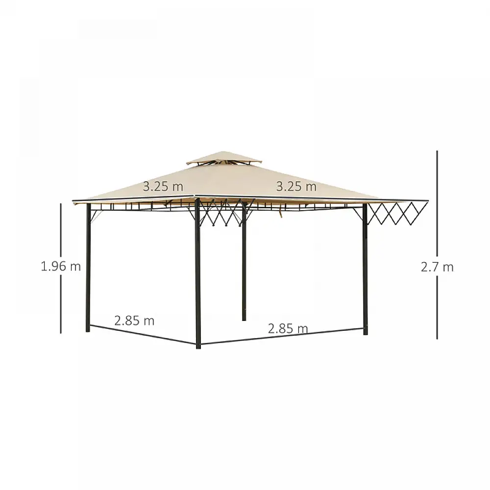 Κιόσκι Κήπου με Ατσάλινο Σκελετό και Πτυσσόμενο Σκίαστρο 325 x 325 x 270 Outsunny 84C-194