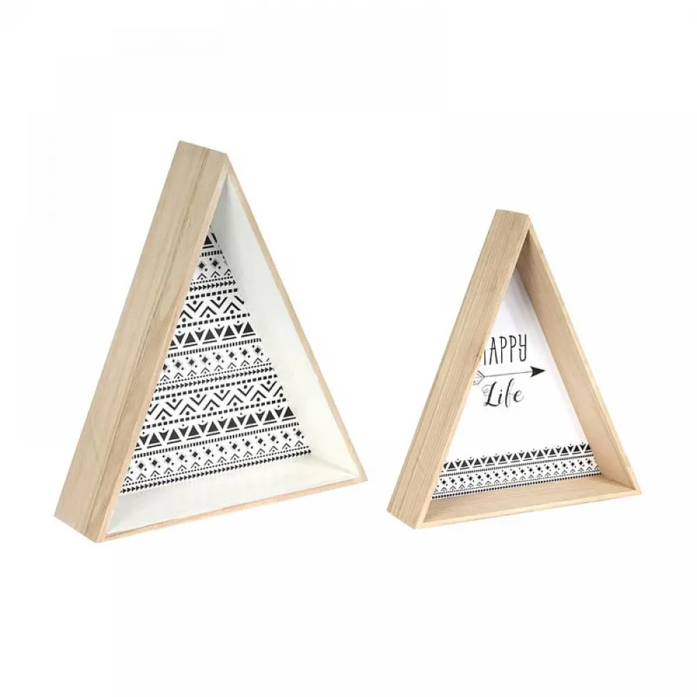 Σετ Ξύλινα Τρίγωνα Διακοσμητικά 44 x 38 x 11 cm 2 τμχ Home Deco Factory HD4556