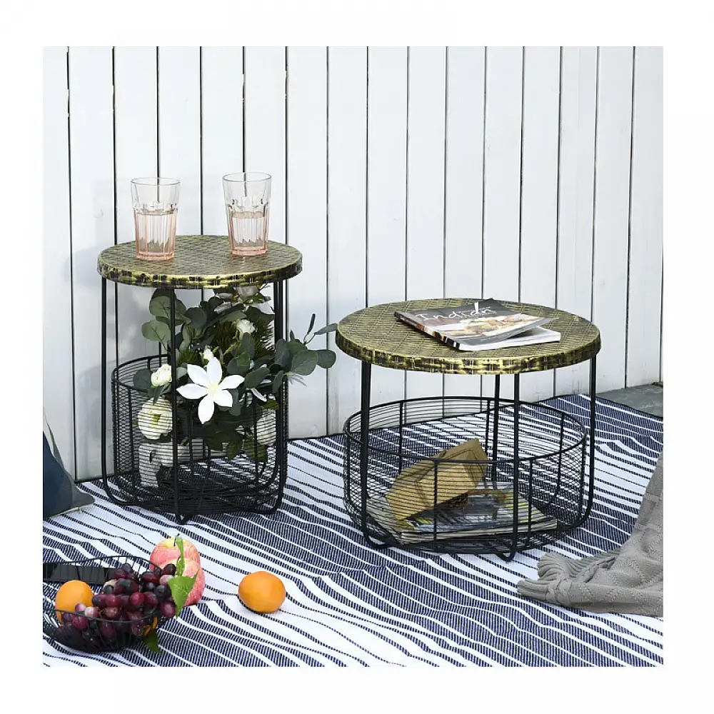 Σετ Βοηθητικά Μεταλλικά Τραπέζια 46 x 35.5 cm 2 τμχ Outsunny 84B-490