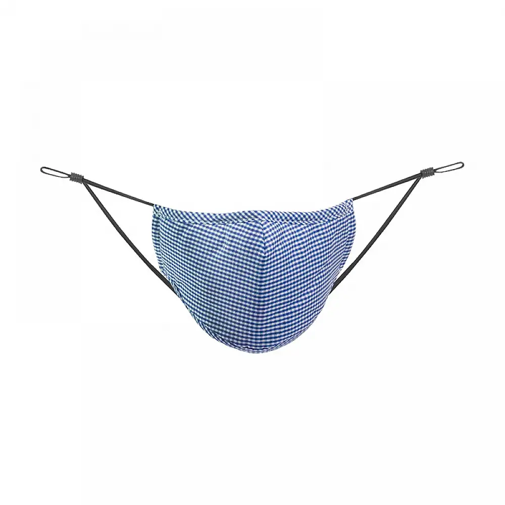 Βαμβακερή Επαναχρησιμοποιούμενη Μάσκα Προσώπου με Ρυθμιζόμενους Ιμάντες Χρώματος Μπλε SPM DB8126