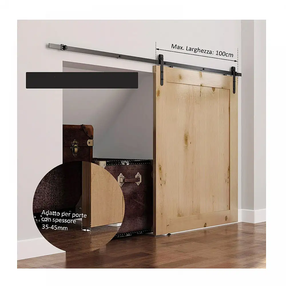 Σετ Μηχανισμού για Συρόμενες Ξύλινες Πόρτες 2 m HOMCOM B81-017