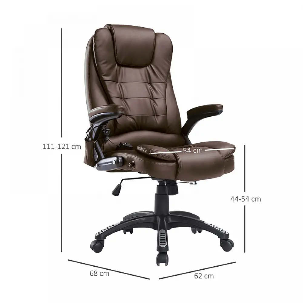 Ανακλινόμενη Πολυθρόνα Μασάζ με Τηλεχειριστήριο 62 x 68 x 111-121 cm Χρώματος Καφέ HOMCOM A2-0056