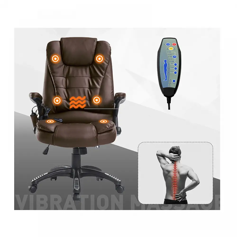 Ανακλινόμενη Πολυθρόνα Μασάζ με Τηλεχειριστήριο 62 x 68 x 111-121 cm Χρώματος Καφέ HOMCOM A2-0056