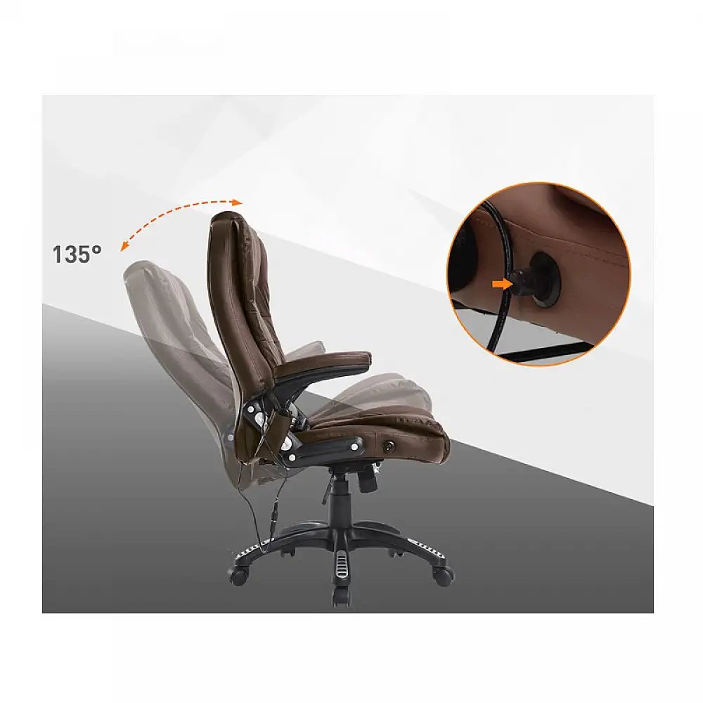 Ανακλινόμενη Πολυθρόνα Μασάζ με Τηλεχειριστήριο 62 x 68 x 111-121 cm Χρώματος Καφέ HOMCOM A2-0056