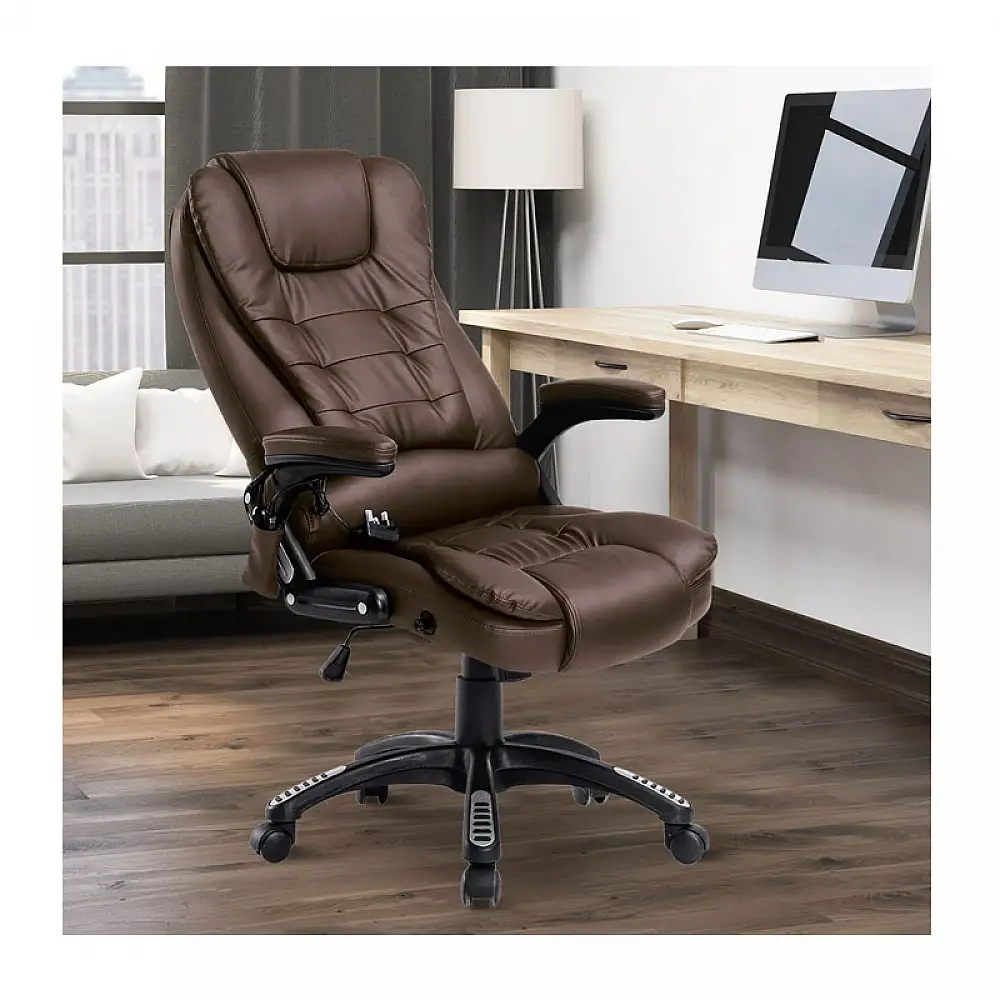 Ανακλινόμενη Πολυθρόνα Μασάζ με Τηλεχειριστήριο 62 x 68 x 111-121 cm Χρώματος Καφέ HOMCOM A2-0056