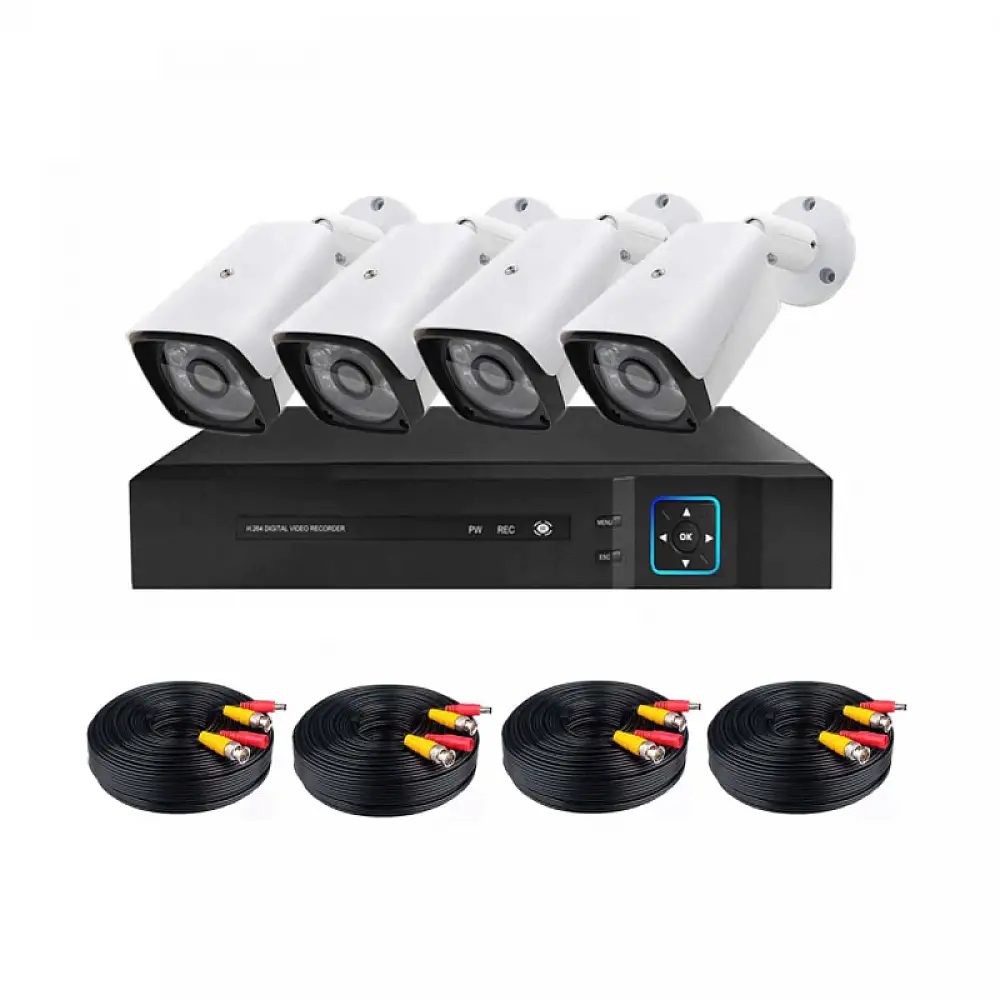 Σετ Παρακολούθησης με 4 Ενσύρματες Κάμερες AHD και Καταγραφικό Hoppline HOP1001219
