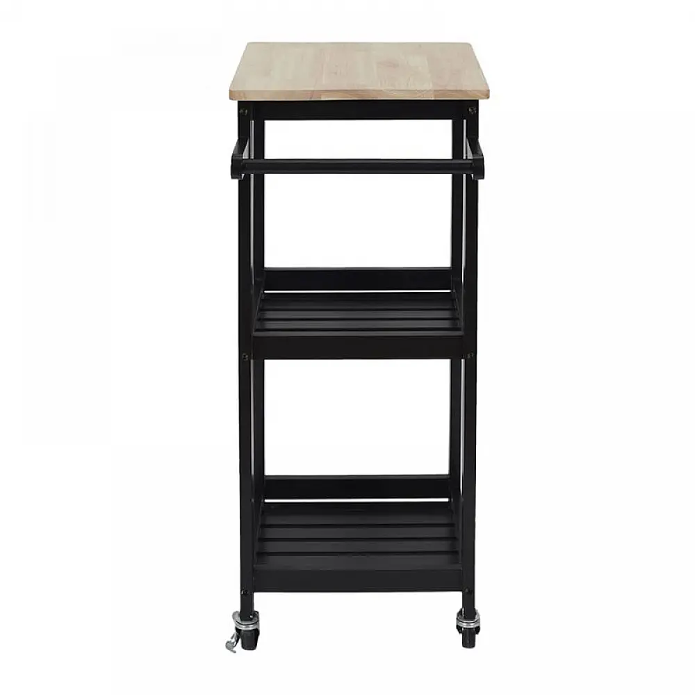 Ξύλινο Τρόλεϊ Κουζίνας με 3 Ράφια 37 x 45 x 84.5 cm Home Deco Factory HD7105