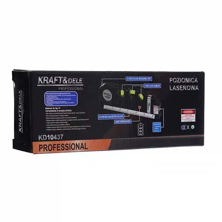 Μέτρο - Αλφάδι με Γραμμή Laser 250 cm Kraft&Dele KD-10437