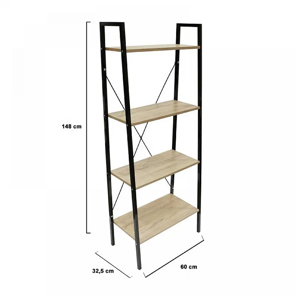 Μεταλλική Βιβλιοθήκη με 4 Ράφια 60 x 32.5 x 148 cm Home Deco Factory HD6429