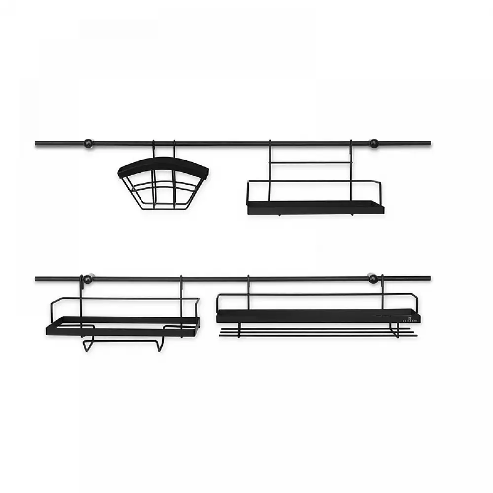 Σετ Μεταλλικά Ράφια Κουζίνας Χρώματος Μαύρο 16 τμχ Edenberg EB-8516