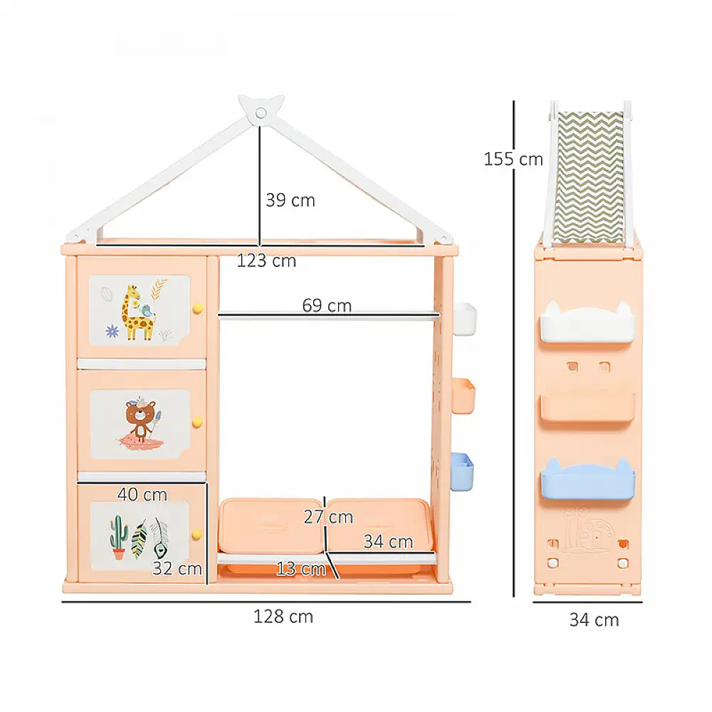 Παιδική Ντουλάπα Ρούχων - Παιχνιδιών 128 x 34 x 155 cm HOMCOM 311-038OG
