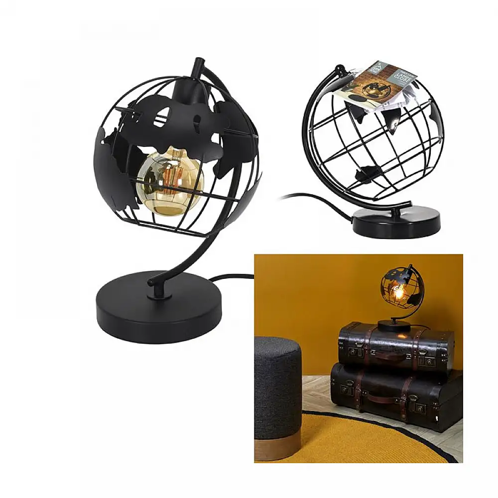 Επιτραπέζιο Μεταλλικό Φωτιστικό Υδρόγειος 26 cm E27 25 W Home Deco Factory LA12203