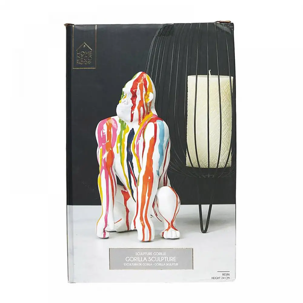 Διακοσμητικός Πολύχρωμος Γορίλας Πολυρητίνης 14.5 x 14 x 24 cm Home Deco Factory HD1326