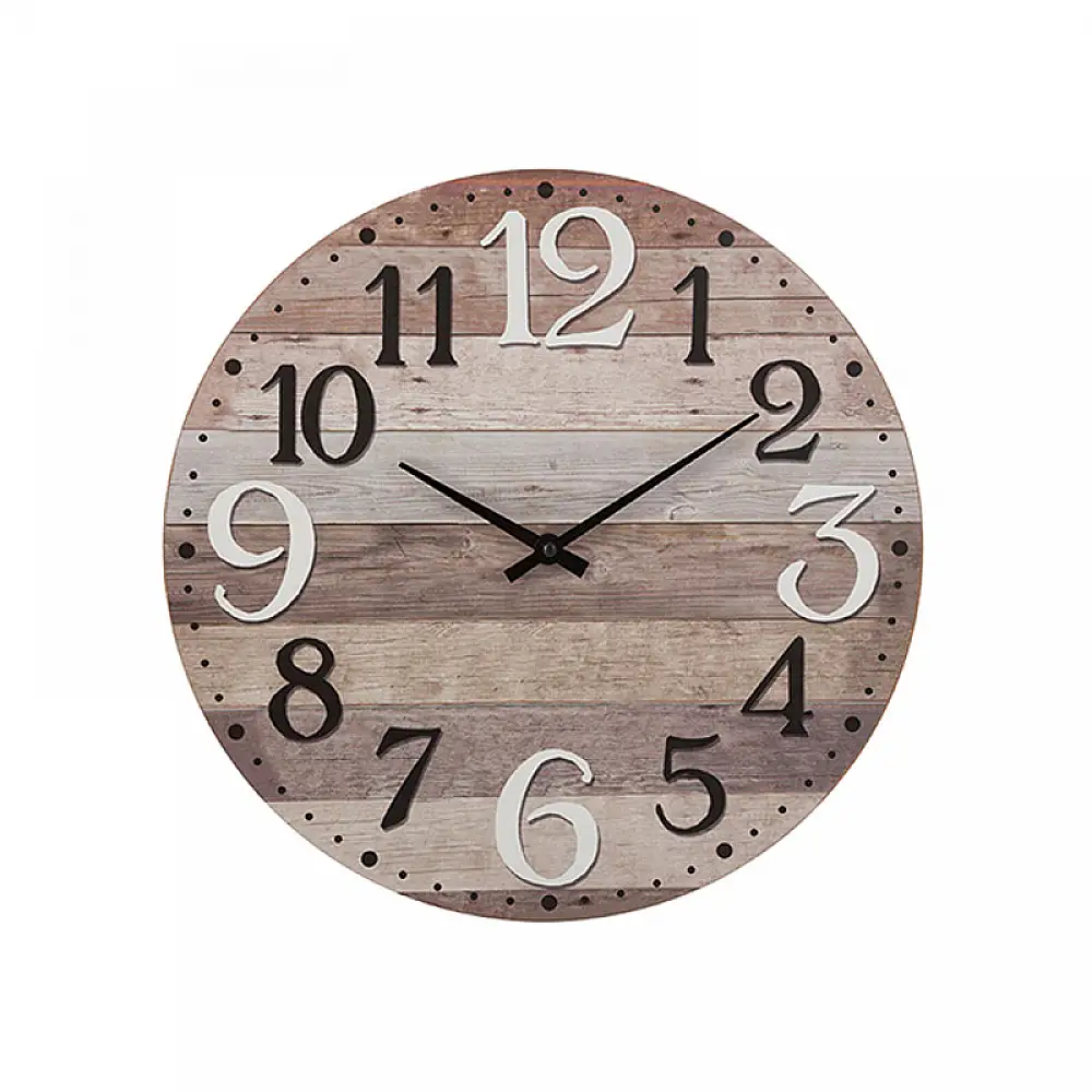 Ξύλινο Ρολόι Τοίχου 38 x 5.5 cm Χρώματος Καφέ Ανοιχτό Atmosphera 158120-Wood