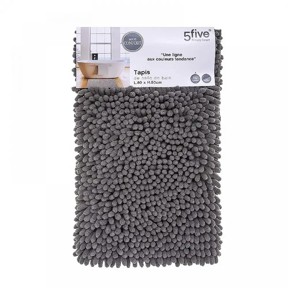 Χαλάκι Μπάνιου 80 x 50 x 3.2 cm Χρώματος Σκούρο Γκρι 5Five Simply Smart 160822H