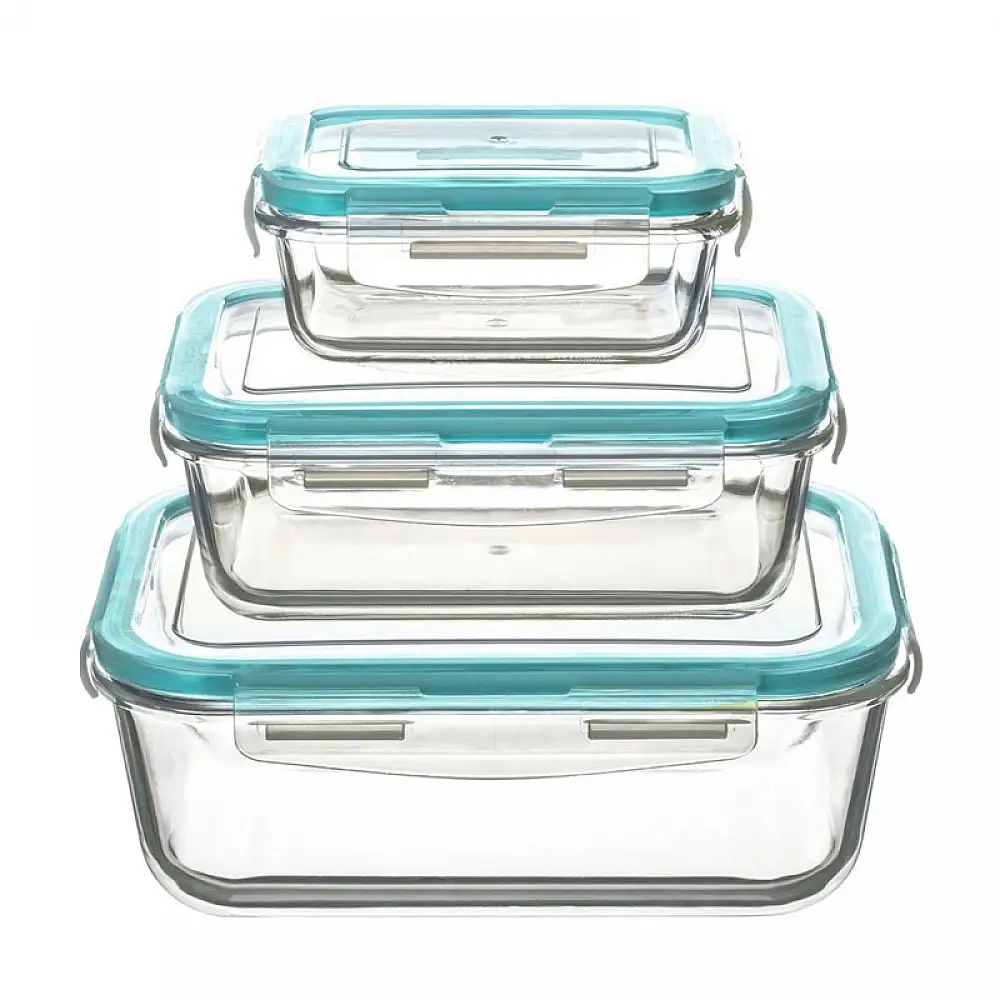 Σετ Γυάλινα Δοχεία Φαγητού με Κλείσιμο Ασφαλείας 23 x 16.5 x 8.5 cm 3 τμχ 5Five Simply Smart 146512