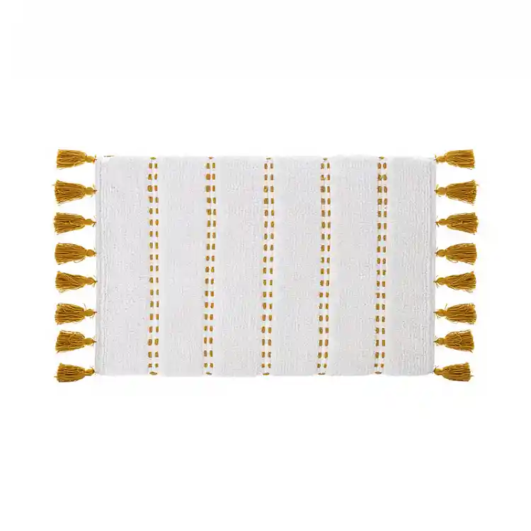 Βαμβακερό Χαλάκι Μπάνιου με Pompom 75 x 50 x 1 cm Χρώματος Μουσταρδί 5Five Simply Smart 174631C