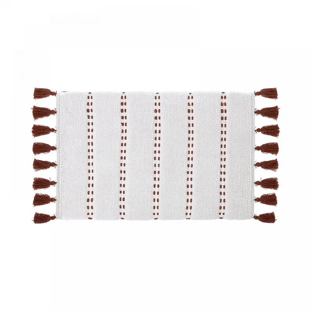 Βαμβακερό Χαλάκι Μπάνιου με Pompom 75 x 50 x 1 cm Χρώματος Κεραμιδί 5Five Simply Smart 174631E