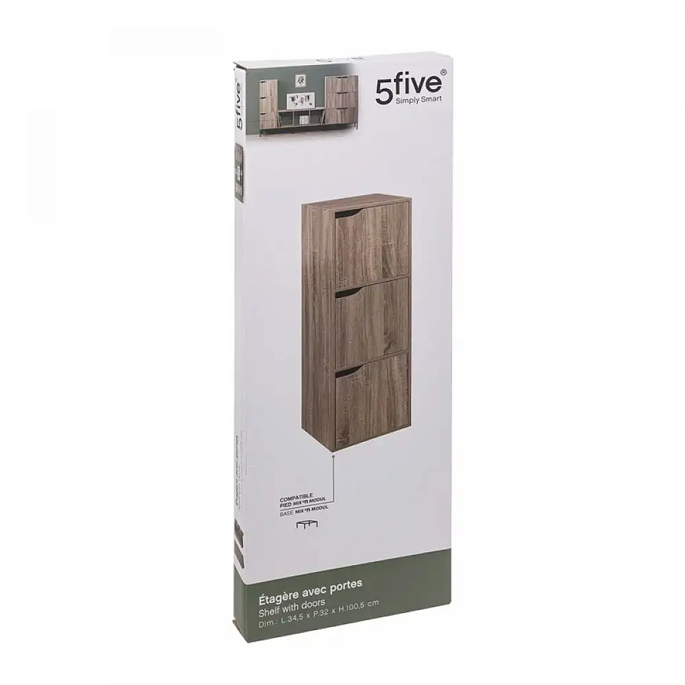 Ξύλινη Εταζέρα με 3 Ντουλάπια 34.5 x 32 x 100.5 cm 5Five Simply Smart 181271