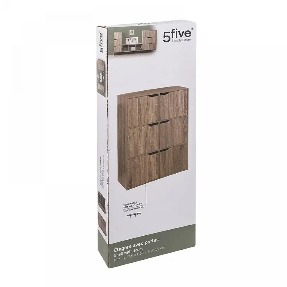 Ξύλινη Εταζέρα με 6 Ντουλάπια 67.5 x 32 x 100.5 cm 5Five Simply Smart 181273