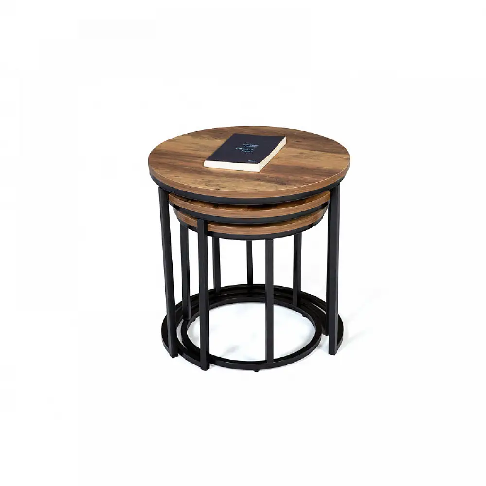 Σετ Μεταλλικά Στρογγυλά Βοηθητικά Τραπέζια Nesting 45 x 45 cm 3 τμχ Elize Idomya 30088520