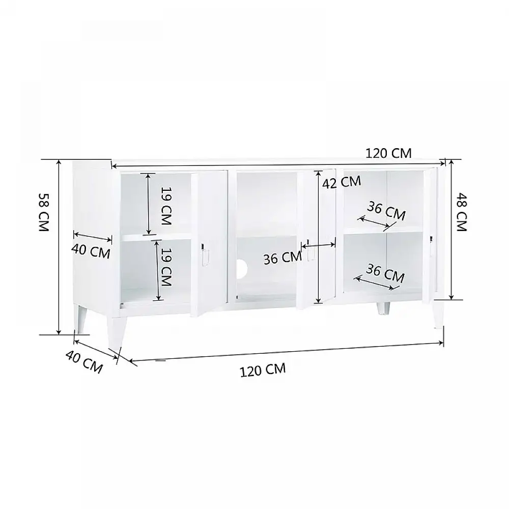 Μεταλλικό Έπιπλο Τηλεόρασης 120 x 40 x 58 cm Χρώματος Λευκό Bakaji 6935653168446