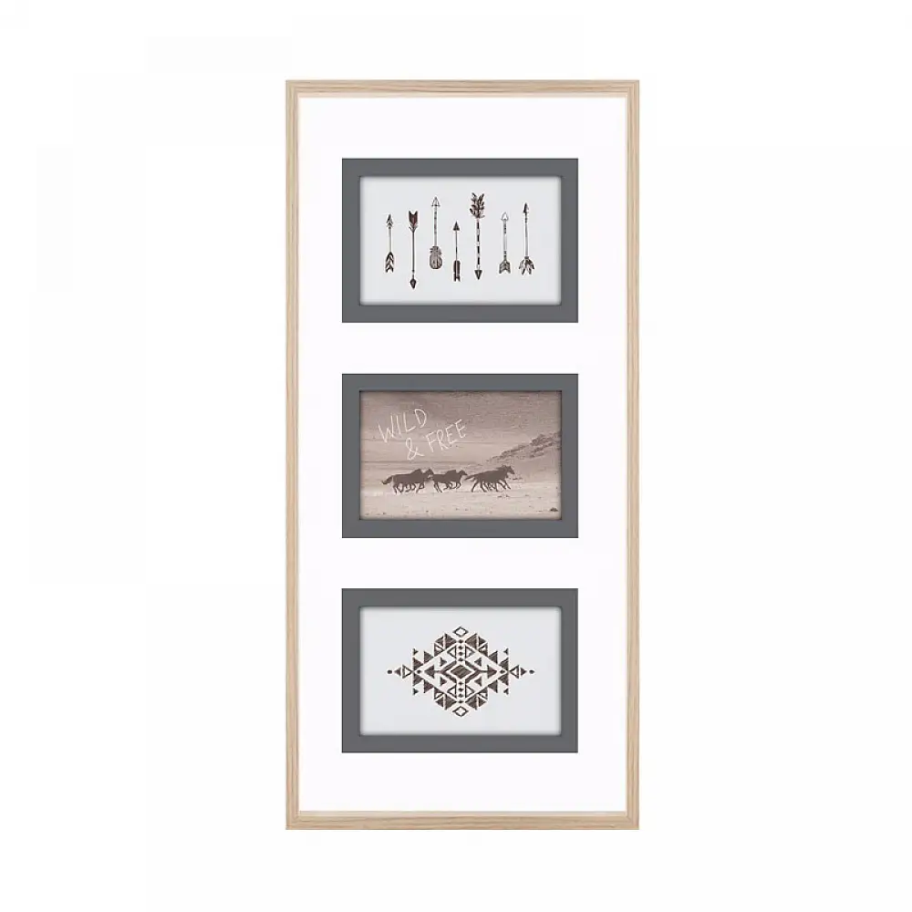 Ξύλινη Κορνίζα Τοίχου 3 Θέσεων 25 x 3.6 x 51.7 cm Atmosphera 155065