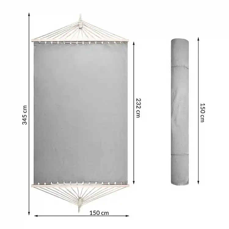 Διπλή Αιώρα 345 x 150 cm Χρώματος Γκρι Bakaji 02814200