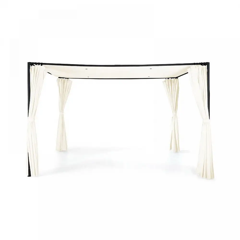 Μεταλλική Πέργκολα Κήπου με Υφασμάτινη Οροφή και Κουρτίνες 3 x 3 x 2.2 m Χρώματος Εκρού Santa Cruz Inkazen 40031294