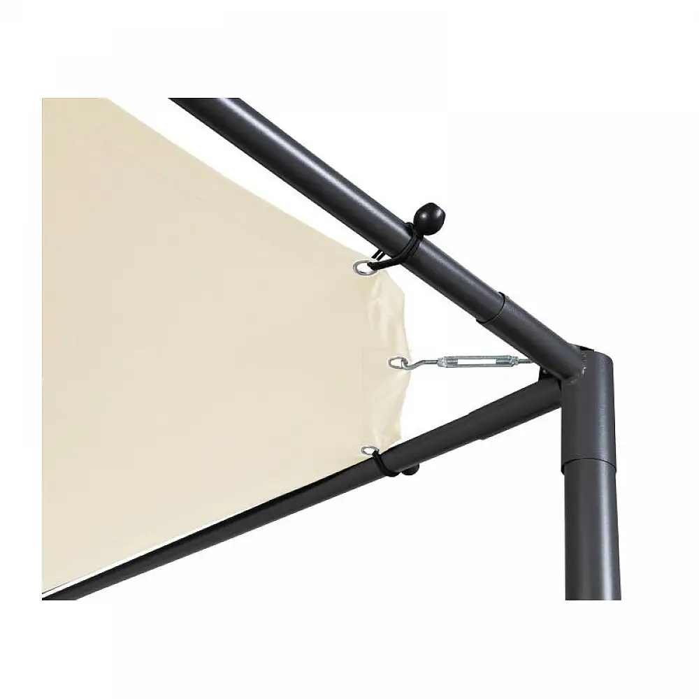 Μεταλλική Πέργκολα Κήπου με Υφασμάτινη Οροφή και Κουρτίνες 3 x 3 x 2.2 m Χρώματος Εκρού Santa Cruz Inkazen 40031294