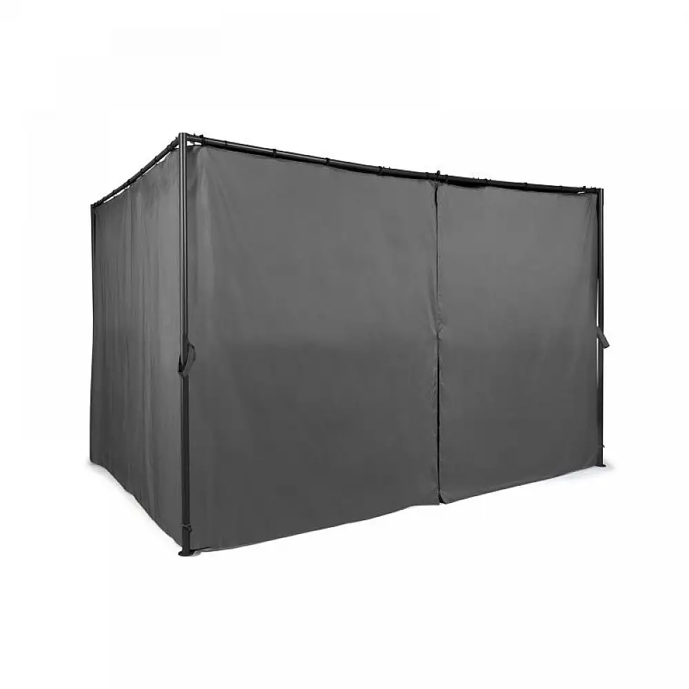 Μεταλλική Πέργκολα Κήπου με Υφασμάτινη Οροφή και Κουρτίνες 3 x 3 x 2.2 m Χρώματος Γκρι Santa Cruz Inkazen 40031293