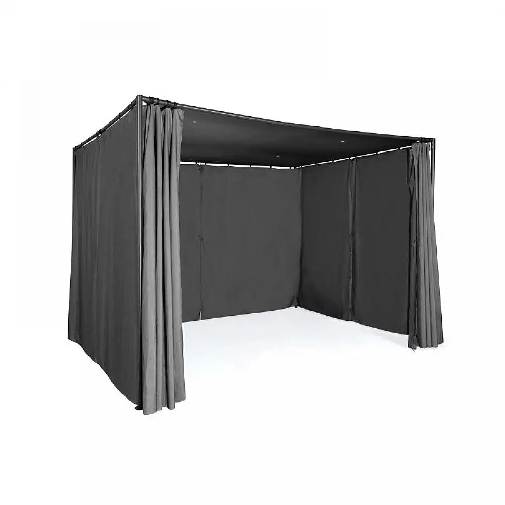 Μεταλλική Πέργκολα Κήπου με Υφασμάτινη Οροφή και Κουρτίνες 3 x 3 x 2.2 m Χρώματος Γκρι Santa Cruz Inkazen 40031293