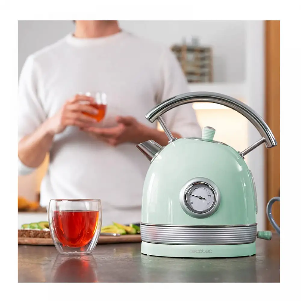 Ασύρματος Ηλεκτρικός Βραστήρας από Ανοξείδωτο Ατσάλι 1.8 Lt Χρώματος Πράσινο Cecotec Thermosense 420 Vintage CEC-01483