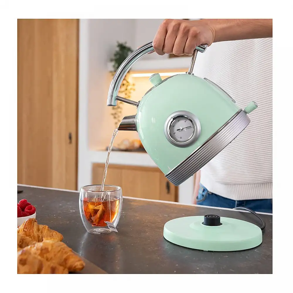 Ασύρματος Ηλεκτρικός Βραστήρας από Ανοξείδωτο Ατσάλι 1.8 Lt Χρώματος Πράσινο Cecotec Thermosense 420 Vintage CEC-01483