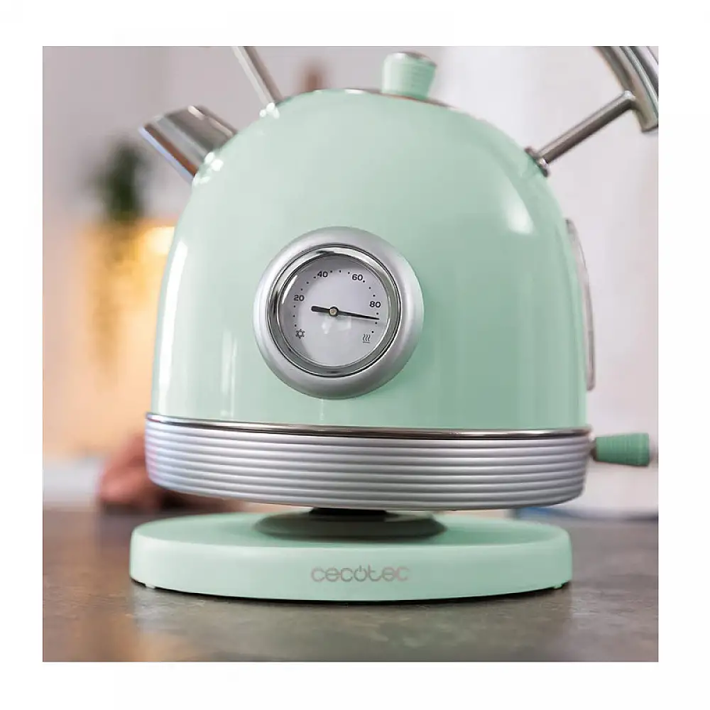 Ασύρματος Ηλεκτρικός Βραστήρας από Ανοξείδωτο Ατσάλι 1.8 Lt Χρώματος Πράσινο Cecotec Thermosense 420 Vintage CEC-01483