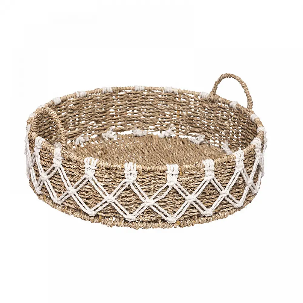 Ψάθινος Στρογγυλός Διακοσμητικός Δίσκος 38.5 x 38.5 x 15.5 cm Atmosphera 185639