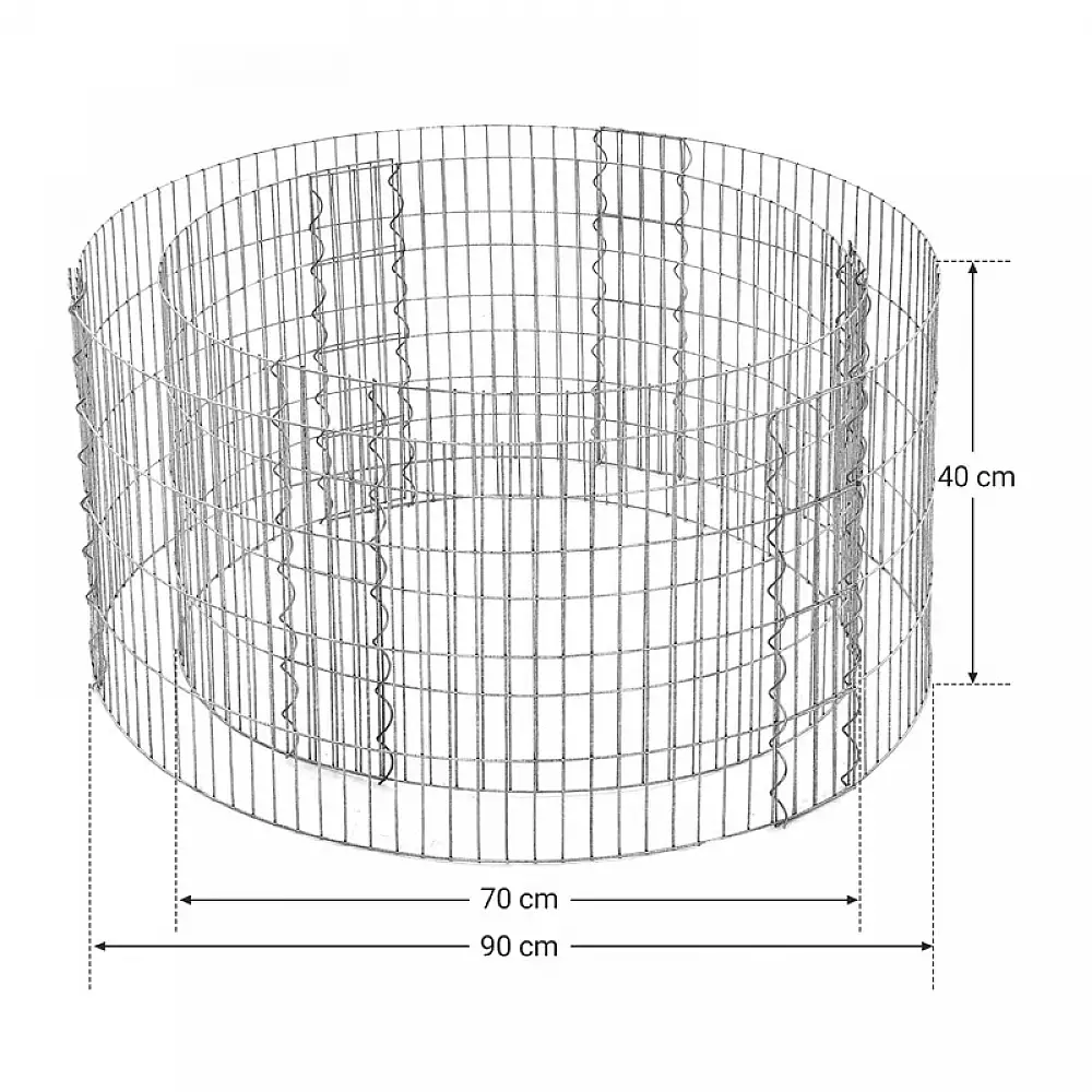 Στρογγυλό Συρματοκιβώτιο - Υπερυψωμένη Γλάστρα από Γαλβανισμένο Ατσάλι 90 x 40 cm Songmics GGB479