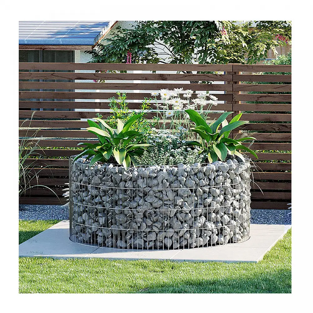 Στρογγυλό Συρματοκιβώτιο - Υπερυψωμένη Γλάστρα από Γαλβανισμένο Ατσάλι 90 x 40 cm Songmics GGB479