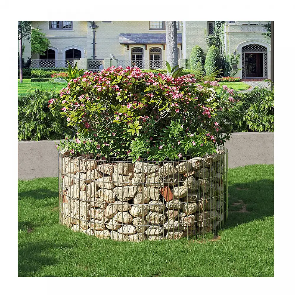 Στρογγυλό Συρματοκιβώτιο - Υπερυψωμένη Γλάστρα από Γαλβανισμένο Ατσάλι 90 x 40 cm Songmics GGB479