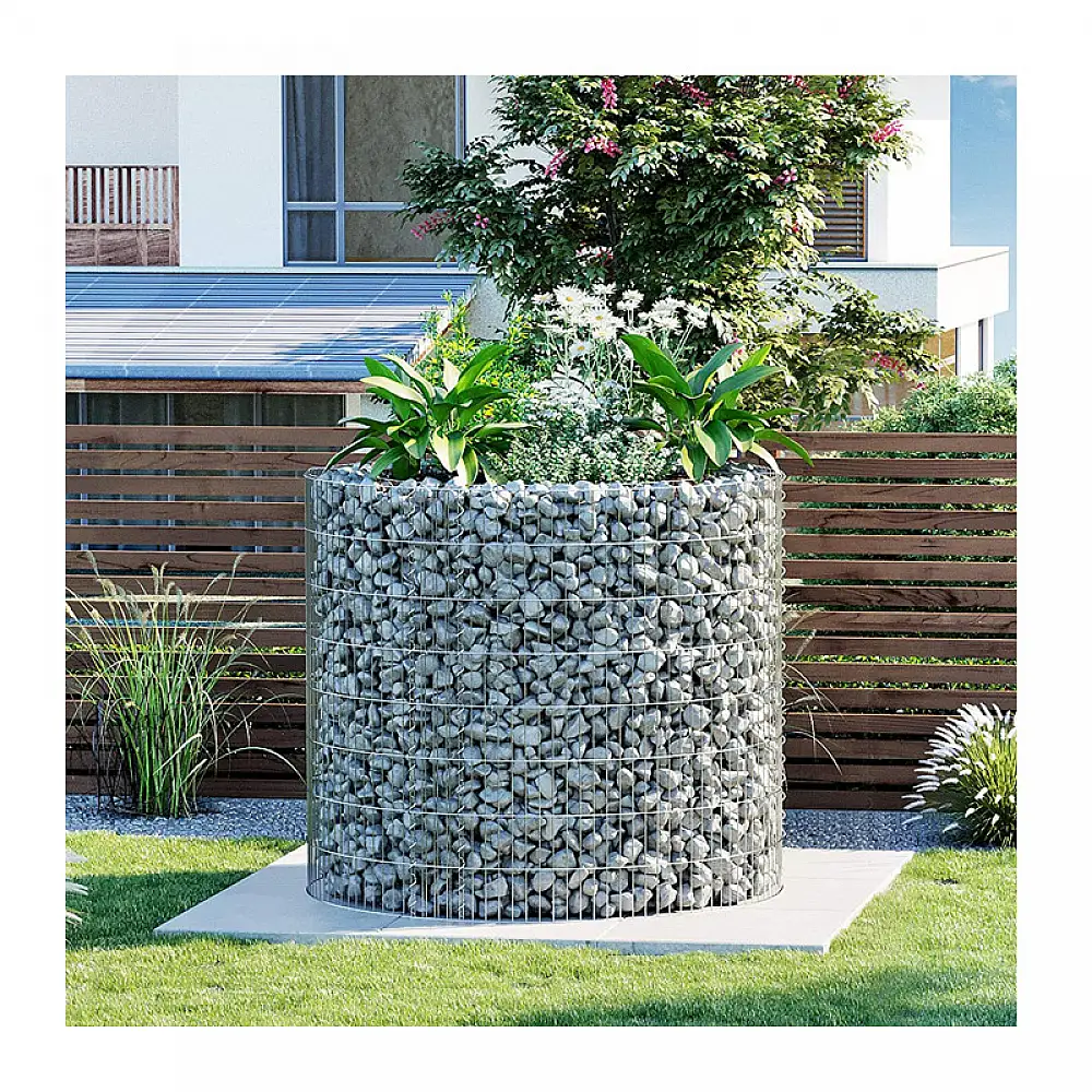 Στρογγυλό Συρματοκιβώτιο Υπερυψωμένη Γλάστρα από Γαλβανισμένο Ατσάλι 90 x 80 cm Songmics GGB879