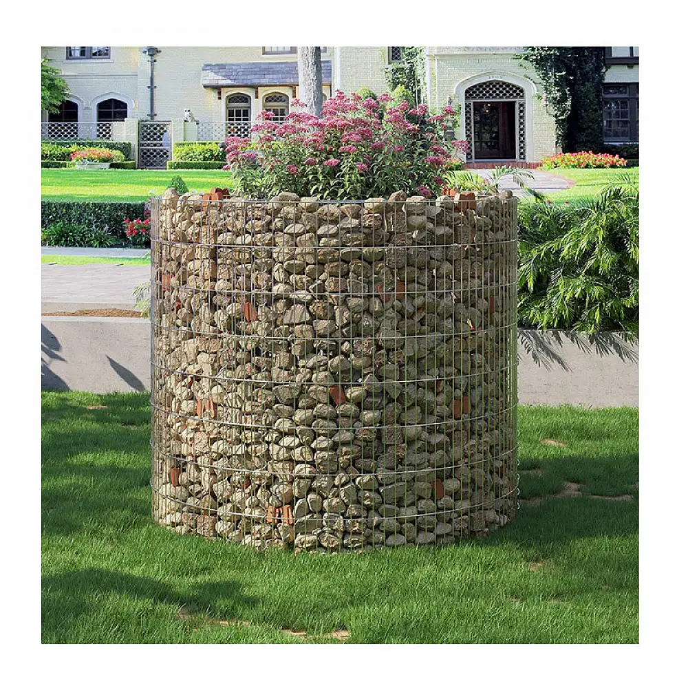 Στρογγυλό Συρματοκιβώτιο Υπερυψωμένη Γλάστρα από Γαλβανισμένο Ατσάλι 90 x 80 cm Songmics GGB879