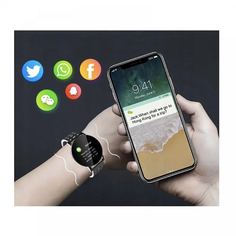 Smartwatch 119 Plus με Μετρητή Καρδιακών Παλμών Χρώματος Μαύρο - Λευκό SPM SB119-Black-White