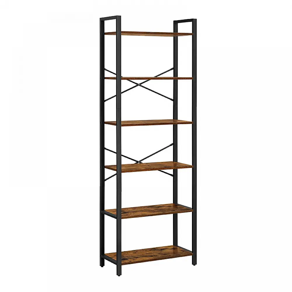 Μεταλλική Βιβλιοθήκη με 6 Ξύλινα Ράφια 66 x 30 x 186 cm VASAGLE LLS062B01