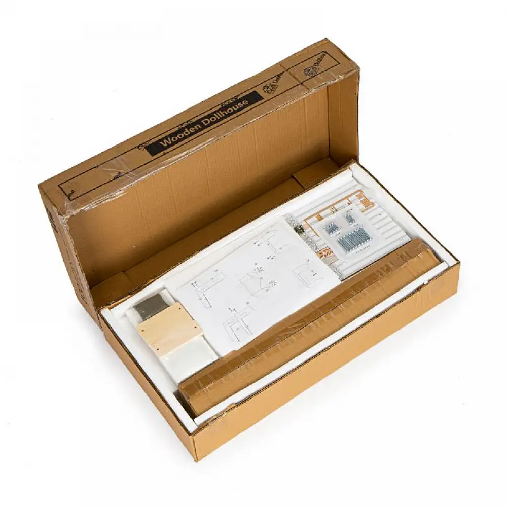Ξύλινο Παιδικό Κουκλόσπιτο 3 Ορόφων με 9 Έπιπλα 50 x 27.5 x 96 cm Grace Ecotoys 8210