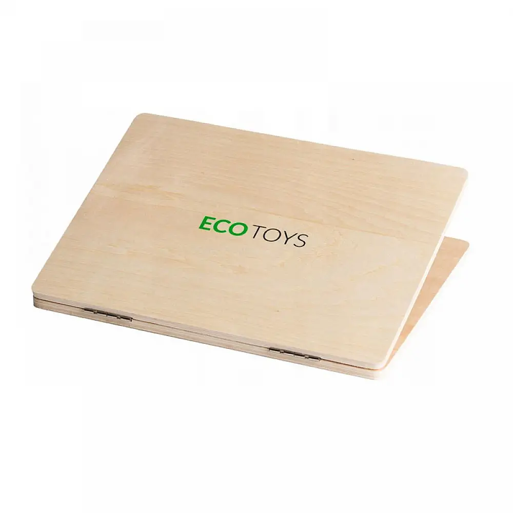 Ξύλινο Εκπαιδευτικό Παιδικό Μαγνητικό Laptop με Αξεσουάρ Χρώματος Καφέ Ανοιχτό Ecotoys G068-ECO_STANDART