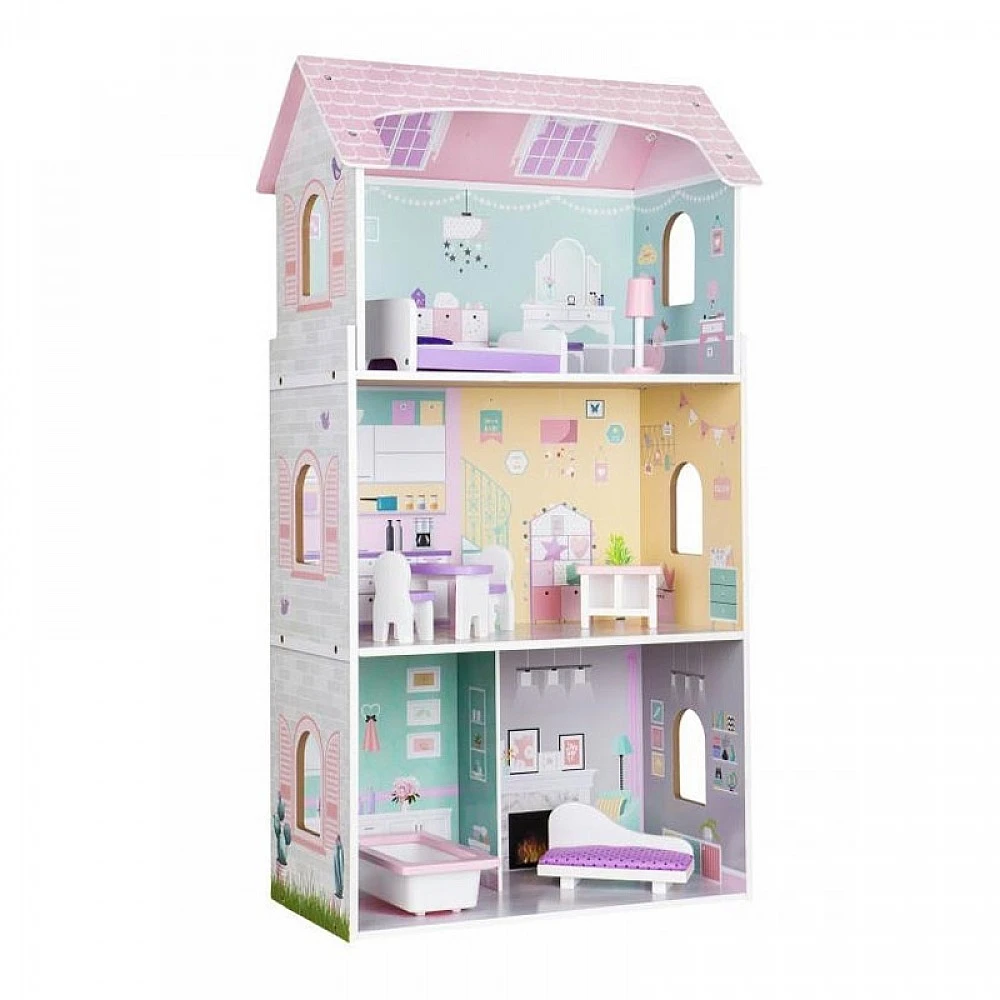 Ξύλινο Παιδικό Κουκλόσπιτο 3 Ορόφων 53.5 x 27 x 95 cm Anna Ecotoys 4121 Ξύλινο Παιδικό Κουκλόσπιτο 3 Ορόφων 53.5 x 27 x 95 cm Anna Ecotoys 4121