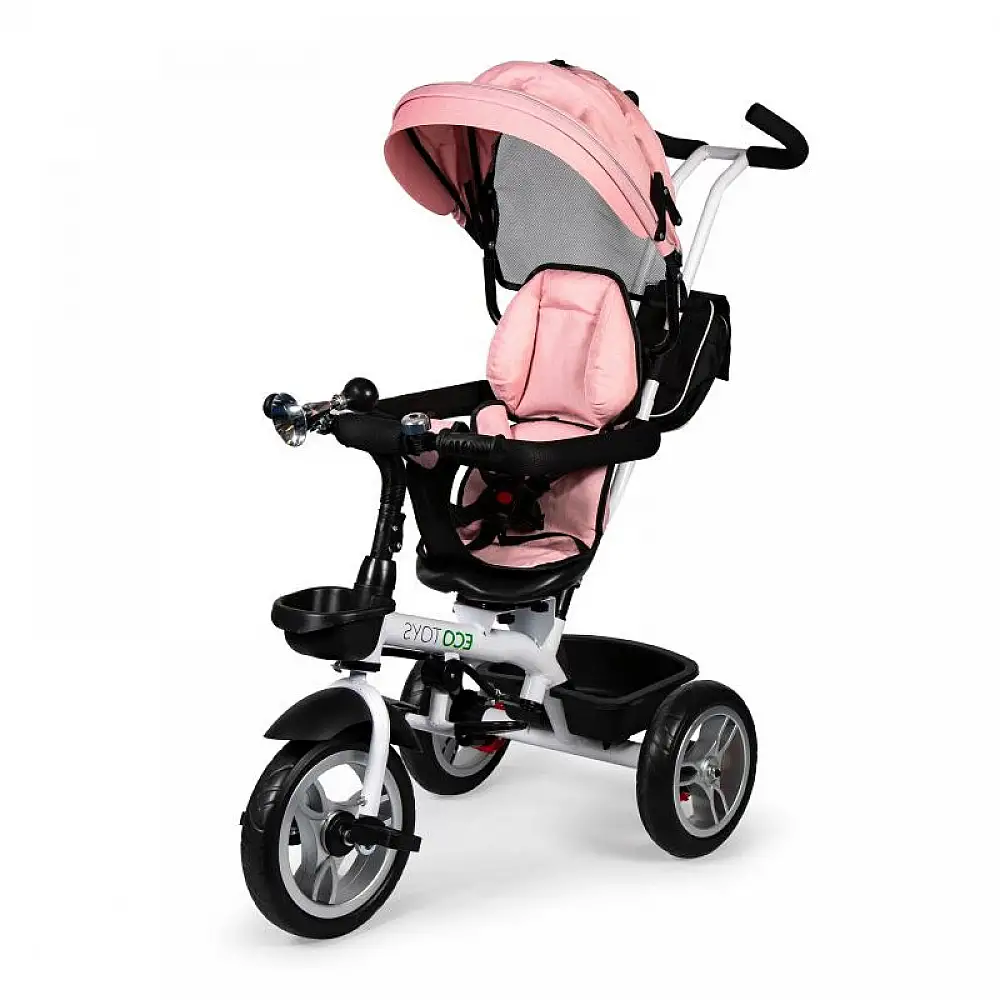 Τρίκυκλο Παιδικό Ποδήλατο - Καρότσι Χρώματος Ροζ Ecotoys JM-322-Pink