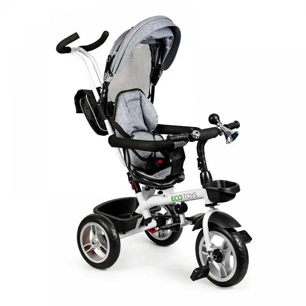 Τρίκυκλο Παιδικό Ποδήλατο - Καρότσι Χρώματος Γκρι Ecotoys JM-322-Grey
