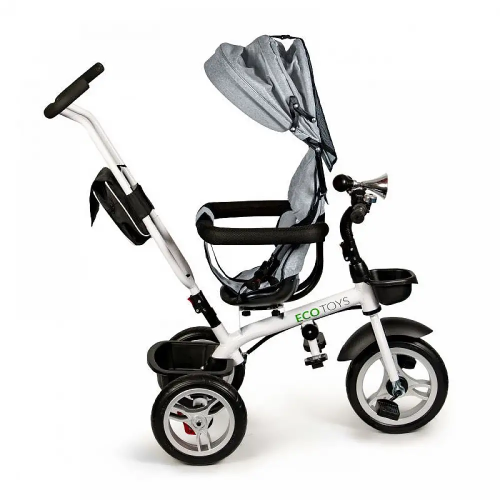 Τρίκυκλο Παιδικό Ποδήλατο - Καρότσι Χρώματος Γκρι Ecotoys JM-322-Grey